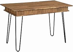 Benjara Modern Style Writing Desk with Hidden Storage and USB Port, Brown