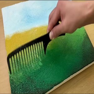 Painting Sunflower Field / Acrylic Painting / Comb and Stamp Painting Technique | Art Skills