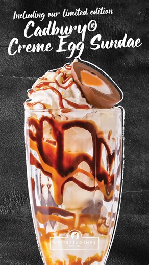 Give the whole family a treat with our delicious Sundaes! Psst...we have a very special Sundae with Cadbury Creme Egg available exclusively this Easter bank holiday! 🍨 Get it while you can, its only available until April 10th... | Whitbread Inns