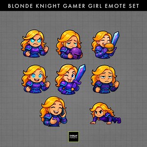 Animated Gamer Girl Emotes: Blonde Knight Warrior Reactions (GIF & PNG Digital Download) - Etsy UK
