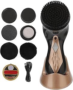 SOLUSTRE Electric Shoe Shine Kit - Mini Portable Handheld Shoe Cleaner with Brush & Polisher for Leather Bag Sofa