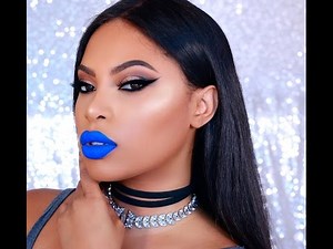 BLUE LIPS/ WINGLINER Glam MAKEUP TUTORIAL - MSROSHPOSH