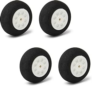 MroMax RC Airplane Wheels, 1.57" Dia, 4 Pcs Foam Wheels - DIY RC Model Plane/Aircraft/Helicopter