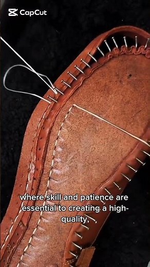 process of hand-stitching a shoe sole
