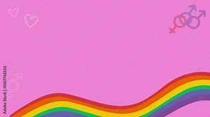 abstract background with rainbow backdrop with pride colors for copy space 4k animated backdrop loop with male female unity symbols bisexual and bigender gender equality concept