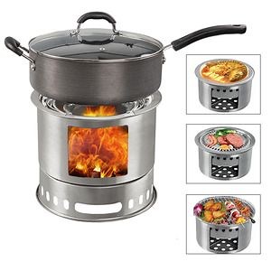 [Hot Item] Outdoor Camping Wood Burning Steel BBQ Backyard with Cooking Grill Round Spark Outdoor Gas Fire Pit Screen