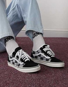 Vans Old Skool - Sneakers met zwart-wit dambordmotief in zwart | ASOS