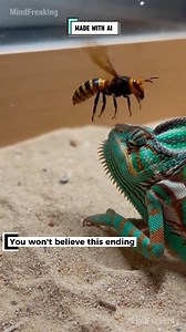 960K views · 1.6K reactions | The Panther Chameleon demonstrates why its lightning-fast tongue is a master weapon. A Murder Hornet meets a predator with a truly unstoppable grip today. #pantherchameleon #murderhornet #nature #wildlife #survival ⚙️ AI-generated nature dramatization — no real creatures involved. | MindFreaking | Facebook