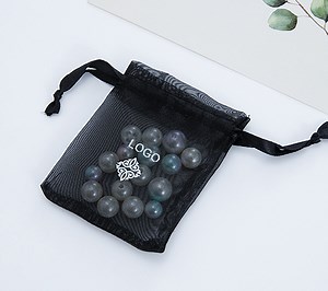 [Hot Item] Small Black Fabric Jewelry Pouch Organza Sheer Gift Bag Transparent Cloth Drawstring Bag