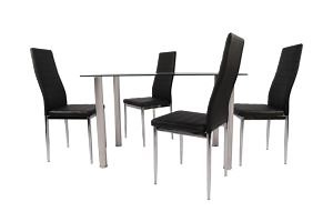 [Hot Item] Wholesale Home Furniture for Dining Room White Dining Table Rectangle Tempered Glass Top Dining Table Set with 4 Chairs