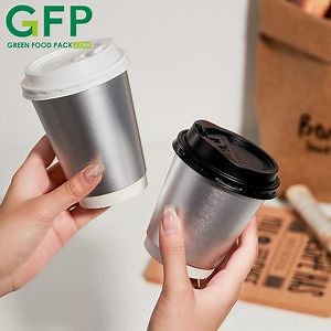 [Hot Item] Custom Logo Printable Disposable Silver Double-Walled Heat-Resistant Coffee Paper Cup