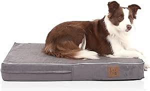 LaiFug Orthopedic Memory Foam Pet/Dog Bed with Durable Water Proof Liner and Removable Designer Washable Cover, 34'' L x 22' W'' x 4'' H, Slate Grey
