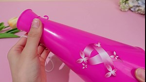 36 Pcs 9 Inch Pink Ribbon Megaphones Bulk Cheer Megaphone with Rope Breast Cancer Awareness Supplies for Women Mini Megaphone Noisemaker Toy for Breast Cancer Survivor Gift Outdoor Activities
