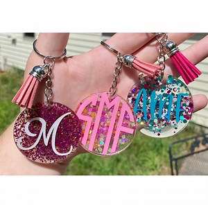 Custom Resin Glitter Monogram Name Keychain With Tassel, Backpack Tag, Name Tag, Lanyard Tag, Personalized,customizable,gift,bridesmaid Gift - Etsy