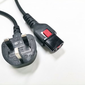 [Hot Item] Heavy Duty Computer Power Extension Cables IEC Lock Power Cord UK to C13 Male to Female Power Cord