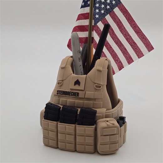 IOTV Gen III Pen Holder – Personalized Military Desk Organizer | Custom Name Tape & Rank - Etsy