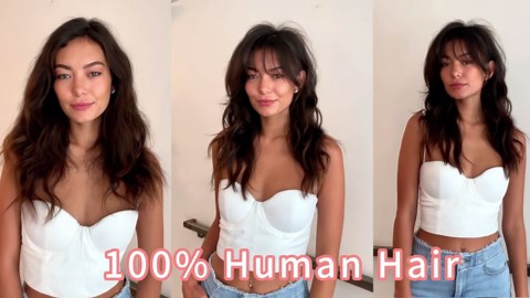 Clip in Bangs Hair Clip Human Hair,Fake Bangs Clip on Bangs,Faux Bangs Clip in Hair Extensions(Wispy bangs light brown)