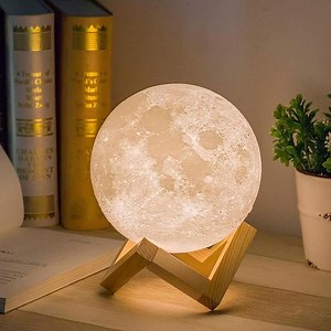 Bambuhaus 3D Moon Lamp – Touch Control Rechargeable Night Light With Wooden Stand | Soft LED Glow for Bedroom & Gifts - Etsy