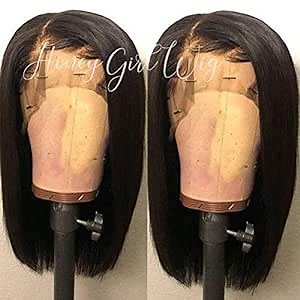 Fake Scalp Lace front Wig 10A Brazilian virgin Human hair wig for Black Women with Baby Hair Silky Straiaght Glueless 13x4 Lace Front Wigs Bob Wig Straiaght Wig Invisible Knots 10" 180% #NC