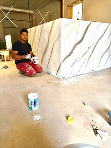 Impressive marble texture on wood table how to create #marbel #texture #painting #reels | Vinod Kumar Varma