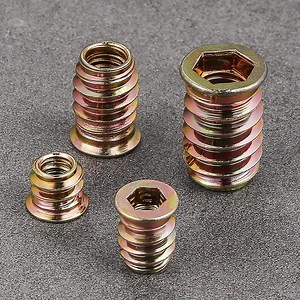 [Hot Item] 1/4"-15 Threaded Insert for Wood Hex Drive Wood Inserts Furniture Nuts