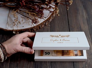 Personalized Wooden Money Gift Box – Hand-painted or Natural, With Custom Engraving or Blank - Etsy