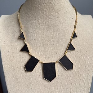House of Harlow 1960 Bib Necklace – Art Deco Pyramid Style in Black.