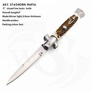 [Hot Item] 9" Stag Akc Italy Godfather Stiletto Switchblade Automatic Knife