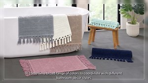 French Connection Nellore Bath Rugs, Woven and Beaded Bath Mats, Durable and Thick Bath Mats for Bathroom and Shower Rugs, 20" x 38", Black