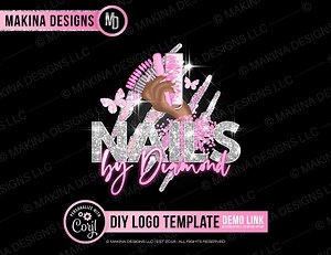 Nail Tech Logo, Logo Design, Logo, Premade Logo, Logo Template, Nails Logo, Nail Logo, Nail Techinician, Long. Nails, Teal and Silver - Etsy