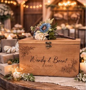 Wedding Reception Card Box: Custom Engraved Rustic Wood (multiple Sizes) - Etsy
