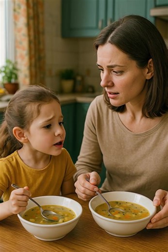 - Mom, don't eat this soup, I saw dad put something in it. I was...