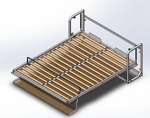 [Hot Item] Factory Europe Space Saving Gas Piston Vertical Wall Bed Murphy Bed with Shelf and Desk Hardware Kits