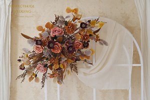 Faux Flower Wedding Arch/arbor,arch&chuppah Decoration,flower Swag Backdrop,light Pink ,orange and Dark Burgundy - Etsy