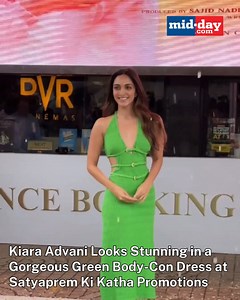 1.6K views · 40 reactions | #watch: Kiara Advani Looks Stunning in a Gorgeous Green Body-Con Dress at Satyaprem Ki Katha Promotions #kiaraadvani #kiaraadvanifc #kiaraadvanifans #kiaraadvani_forever #satyapremkikatha #SatyaPremKiKathaTrailer #moviepromotion #MiddayEntertainment #entertainment #look #actresslook | MiD DAY | Facebook