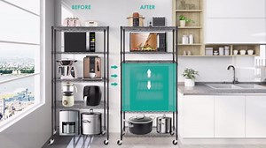 5 Tier Wire Shelving Rack with Wheels, 5 Tier Black Shelving Unit with NSF Certified, Adjustable Rolling Storage Metal Shelves, 18"D X 35.5"W X 71"H, 330Lbs Capacity, For Kitchen, Pantry, Garage