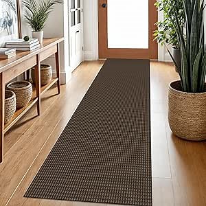 Braided Runner Rug 2x7 Ft Washable Runners for Hallways Non Slip Rubber Backed Kitchen Runners Cotton Entryway Runner Indoor, Woven Floor Carpet for Hall Kitchen Bedroom, Brown