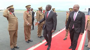 President William Samoei Ruto arrives at Melchoir Ndadaye International Airport in Burundi for the 23rd COMESA Summit. He was received by the Minister of Foreign Affairs and Development Cooperation of the Republic of Burundi, Albert Shingiro. | Gerald Bitok