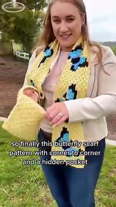 5.7K views · 75 reactions | It's here! This beautiful butterfly scarf is now available on my blog for free: https://www.nickishomemadecrafts.com/c2c-butterfly-crochet-scarf-pattern/ | Crochet Patterns & Tutorials by Nicki's Homemade Crafts | Facebook