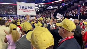 The yellow MAGA hats stood out on the convention floor of the RNC on Wednesday night. More on who was wearing them: bit.ly/3y13tIM | Milwaukee Journal Sentinel