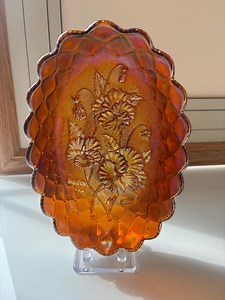 Vintage Oval Imperial Carnival Glass Tray, Marigold Color, Pansy Pattern - Etsy Canada