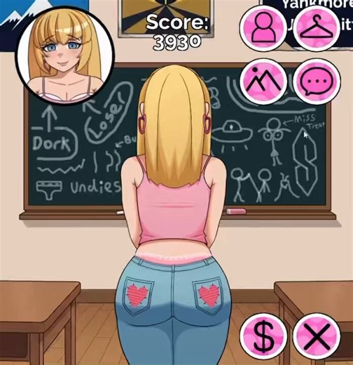 Introducing Amanda Huggenkiss!!She used to be the most popular cheerleader around, but now she’s getting wedgies and noogies just like any other nerd! Thanks to @Salt_iest for the stellar voice work, and @bknhikk for the art!#screenshot #euf #wedgie #wedgiegirl #indiegame