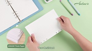 Antner A5 Cornell Notes Refill Paper for A5 6-Ring Binder, 135 Sheets 6-Hole Filler Paper with Note/Cue/Summary Sections & 12 Dividers for Refillable Notebook, Bullet Journal & Meeting Planner Inserts