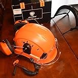 Aolamegs Chainsaw Helmet with Face Shield and Ear Muffs-Orange Forestry Helmet with Hearing Protection and Mesh Full Face Mask,OSHA Approved Arborist Safety Hard Hat with Ear Protection for Mowing