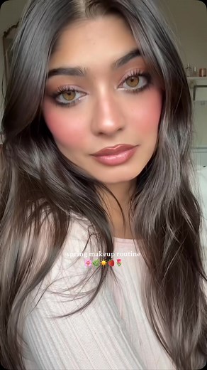 me as soon as I see one ray of sunshine🌷☀️🌿🌸🍓 @nyxcosmetics_canada face glue primer @beautyofjoseon_official tinted sunscreen @caliray beauty undereye colour corrector in sunlight @hauslabs concealer in 11 light neutral @hudabeauty concealer in marshmellow @saiebeauty dew bronzer in swim @glowrecipe dewy flush in berry flush @huda blush filter in bubble gum @urbandecaycosmetics all nighter setting spray @hourglasscosmetics pressed powder in translucent medium @hudabeauty easy bake in cherry