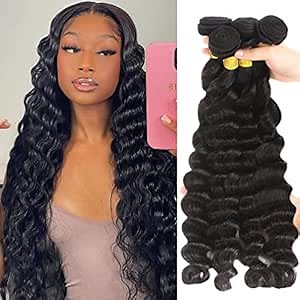 Loose Deep Wave Bundles 9A Grade Unprocessed Loose Wave Human Hair Bundles 12 14 16 18 inch Brazilian Virgin Loose Deep Human Hair Bundles Hair Extensions Natural Color