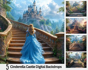5 Cinderella Digital Backdrops, Magical Castle Background, Princess Overlay Photografy, Fantasy Composites, Fairytale Digital Staircase, - Etsy