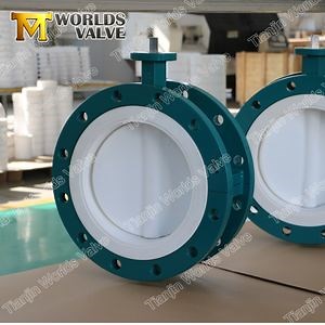 [Hot Item] Double Flange PTFE Coated Butterfly Valves ANSI/DIN/JIS