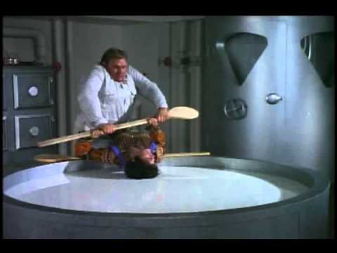 Linda Thorson as Tara King has a fight in a tank of milk!