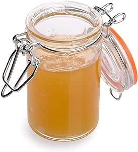 Restaurantware Clamp Lid Mason Jar - Mason Jars with Trigger Lid - Store liquids or dry goods Serve Desserts Drinks or Appetizers - 3.4 oz - 10ct Box